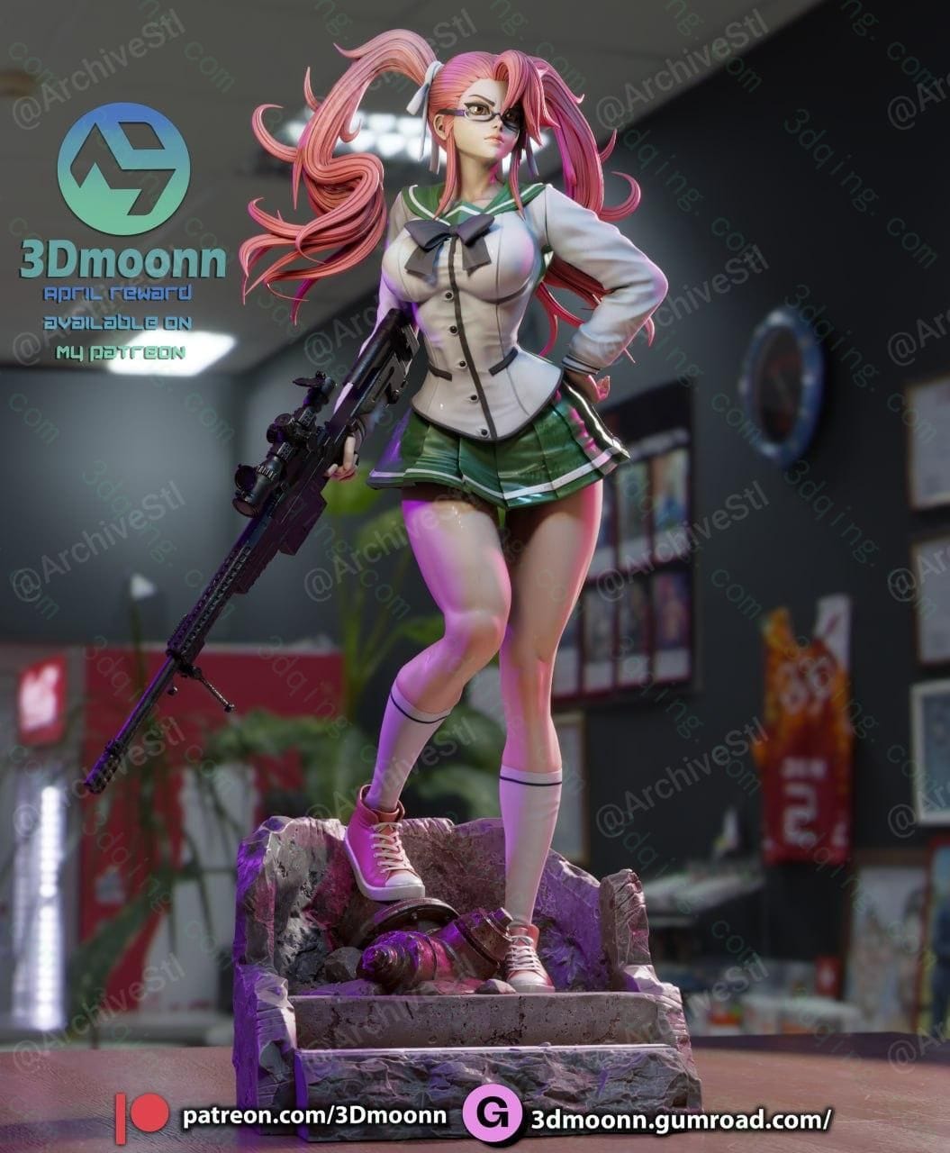 3Dmoonn学园默示录 – 高城沙耶 – Highschool of the Dead – Saya Takagi-3D青柠